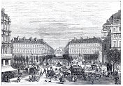 Opera Garnier house with The Avenue de l'Opéra in Paris 1874