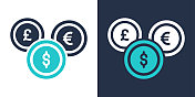 货币图标。固体图标矢量插图。用于网站设计，logo, app，模板，ui等。