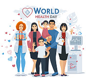 家属和医务人员庆祝世界卫生日。