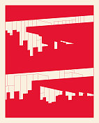 抽象的红色几何形状与线条极简主义宣传册封面设计