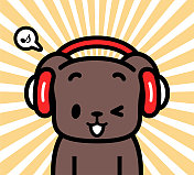 一只戴着耳机的拉布拉多寻回犬的可爱角色设计 一只戴着耳机的拉布拉多寻回犬的可爱角色设计