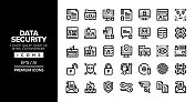 数据安全可编辑笔画线图标集系列 数据安全可编辑笔画线图标集系列