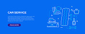汽车服务相关的线风格横幅设计网页,标题,宣传册,年度报告和书籍封面 汽车服务相关的线风格横幅设计网页,标题,宣传册,年度报告和书籍封面