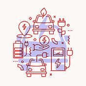 电动汽车相关的横幅设计网页，标题，宣传册，年度报告和书籍封面