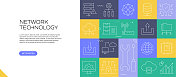 网络技术网络横幅与线性图标，新潮的线性风格矢量
