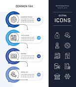 时间轴信息图表模板和常见的税务图标集