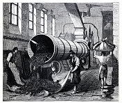 1874年在法国巴黎的工厂生产烟草