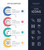 时间轴信息图表模板和办公用品图标集