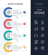 时间轴信息图表模板和目标受众图标集