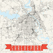 什里夫波特，路易斯安那州，美国矢量地图