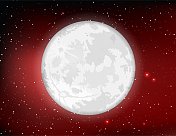 红色天空中的月亮或行星。
