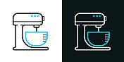 站混合器。黑色或白色背景上的双色线图标-可编辑的笔画 站混合器。黑色或白色背景上的双色线图标-可编辑的笔画