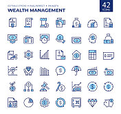 财富管理彩色线图标。 财富管理彩色线图标。