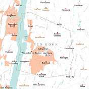 纽约达奇斯红钩矢量地图