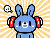 可爱的角色设计一只戴着耳机的兔子 可爱的角色设计一只戴着耳机的兔子