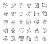 商业策略可编辑的笔画线图标集 商业策略可编辑的笔画线图标集