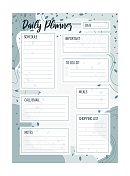 每日计划可打印矢量模板。空白的组织者页A4, A5。商务日程页为一天的有效规划。个人笔记本电脑。纸张。白色背景。