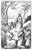 耶稣教导主祷文(马太福音6章)，木刻，1898年出版
