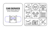 汽车服务横幅线图标集设计