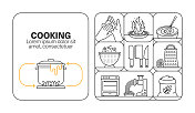 烹饪横幅线图标集设计