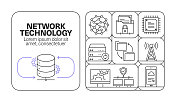 网络技术横幅线图标集设计