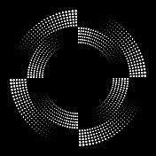 双色圆点组成的四个四分之一圆的两个轨道
