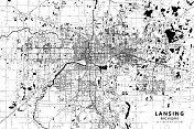 美国密歇根州兰辛矢量地图