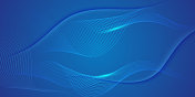 现代蓝色梯度液体波线粒子技术的抽象背景