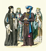 15世纪晚期英格兰的中世纪时尚，国王亨利七世，萨福克公爵，亨利六世，萨福克公爵夫人，英国历史，1470年代