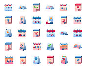 日历平面渐变图标集 日历平面渐变图标集