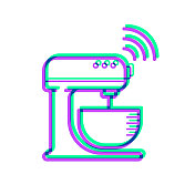 智能立式搅拌机。图标与两种颜色叠加在白色背景上 智能立式搅拌机。图标与两种颜色叠加在白色背景上