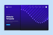 矢量曲线混合颜色渐变网页模板设计与深蓝色背景