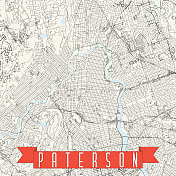 帕特森，新泽西州，美国矢量地图
