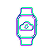 云下载到智能手表。图标与两种颜色叠加在白色背景上