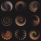 矢量漩涡半色调颜色圆点图案圆形图标收集