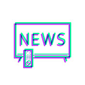 电视新闻。图标与两种颜色叠加在白色背景上 电视新闻。图标与两种颜色叠加在白色背景上