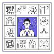 企业管理横幅线图标集设计