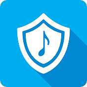 盾牌音乐笔记图标剪影 盾牌音乐笔记图标剪影