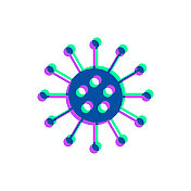 病毒的细胞。图标与两种颜色叠加在白色背景上