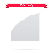 波尔克县，内布拉斯加州。白底红旗地图