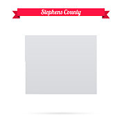 俄克拉荷马州斯蒂芬斯县。白底红旗地图