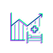 医院病床容量增加图表。图标与两种颜色叠加在白色背景上