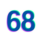 68 - 68号。图标与两种颜色叠加在白色背景上