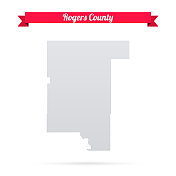 俄克拉荷马州罗杰斯县。白底红旗地图
