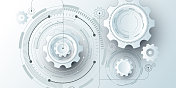 Abstract gear wheel mechanism background. Machine technology. Vector illustration