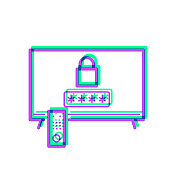 带密码的电视。图标与两种颜色叠加在白色背景上 带密码的电视。图标与两种颜色叠加在白色背景上