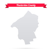 亨特顿县，新泽西。白底红旗地图