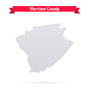 哈里森县，肯塔基州。白底红旗地图