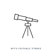 望远镜线图标。可编辑的中风 望远镜线图标。可编辑的中风