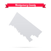 蒙哥马利县，宾夕法尼亚州。白底红旗地图